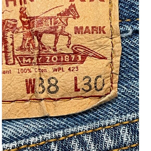 Levi’s 501 Mens 38x30 Blue Button Fly Straight Leg Stonewashed Denim Jeans 09/08 - Picture 5 of 9